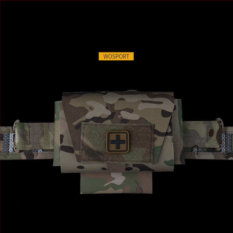 Trusă de prim ajutor Wosport, mică, ușoară și rapidă, tip camuflaj, V2 m, cu sistem montat, tip split, cu tragere orizontală și eliberare rapidă