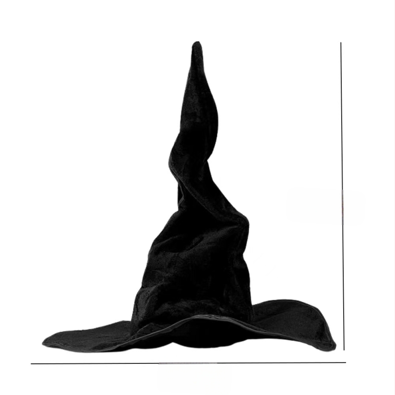 Pălărie răsucită de vrăjitoare de Halloween în stoc cu pânză de păianjen, pălărie răsucită de vrăjitoare din catifea neagră