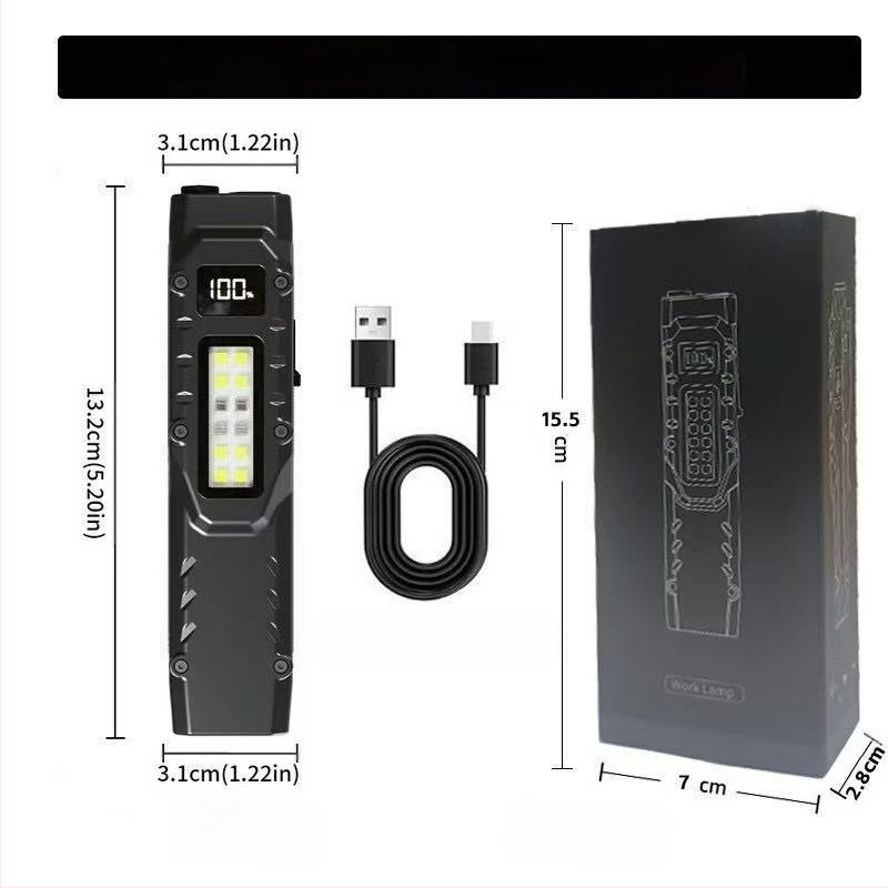 Naujas taktinis žibintuvėlis su juosmens segtuku, trijų šviesos šaltinių kempingo žibintuvėlis, savigynos mini itin plonas nešiojamas lauko žibintuvėlis