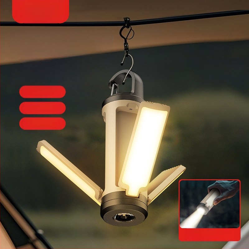 Õues telgivalgusti USB-laetav kokkupandav telgivalgusti Kaasaskantav telgivalgusti Hädaolukorra taskulamp Meeleoluvalgus