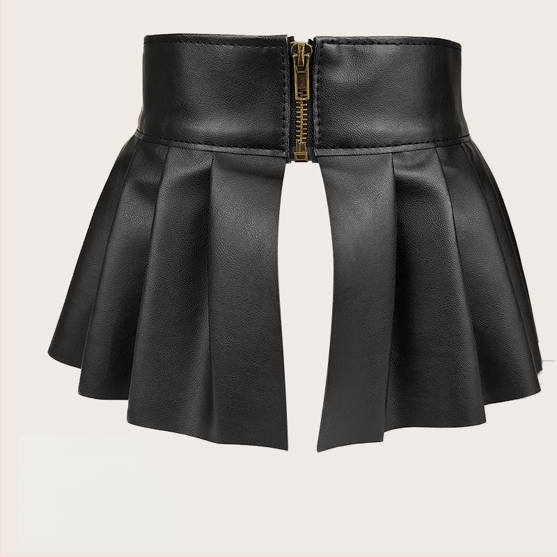 Vööga seelik eristuva PU-ga Naiste kunstnahast vöö, elastne elastne seelik Dekoratiivne lai vöökoht, Euroopa ja Ameerika piiriülene