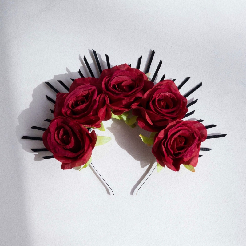 Tarpvalstybinis šaltinis „cos“ aksesuarai Helovinas Meksikos numirėlių šventė aureolės imitacija rožių plaukų juosta plaukų vainikėlis