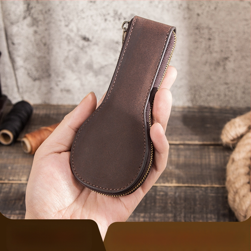 Kontaktai šeima Laikrodžių laikymo dėžutė „Crazy Horse Leather Vintage Creative“ natūralios odos aukščiausios klasės užtrauktuku laikrodžių odinis dėklas