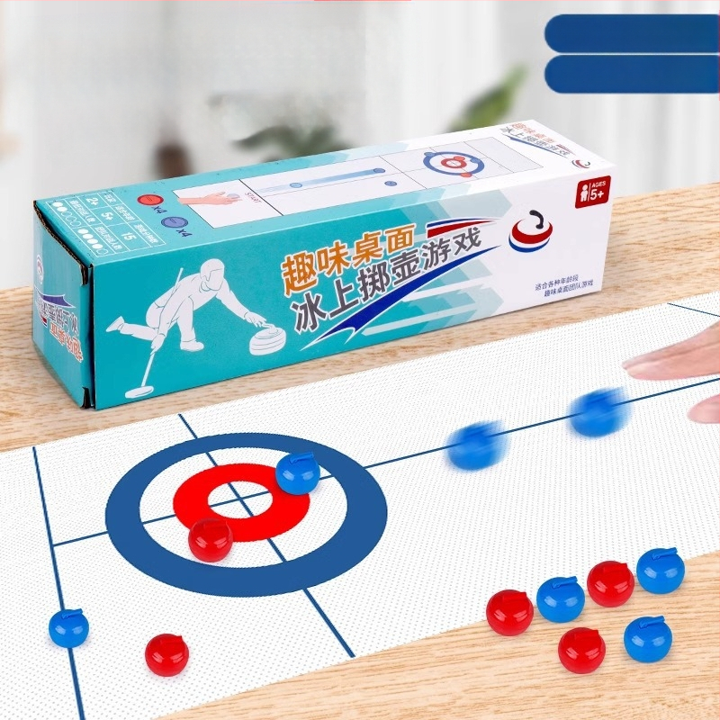 Tiktok Tendences Bērnu Galda Spēle Kērlinga Spēle Vecāku un Bērnu Interaktīva Kērlinga Ražotājs Vairumtirdzniecība 8-Ball 16-Ball ar Audumu