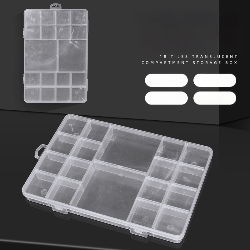 18 grotelių papuošalų aksesuarų laikymo dėžutė elektroninių dalių dėžutė techninė įranga varžtų klasifikavimo dėžutė mažų karoliukų laikymo dėžutė