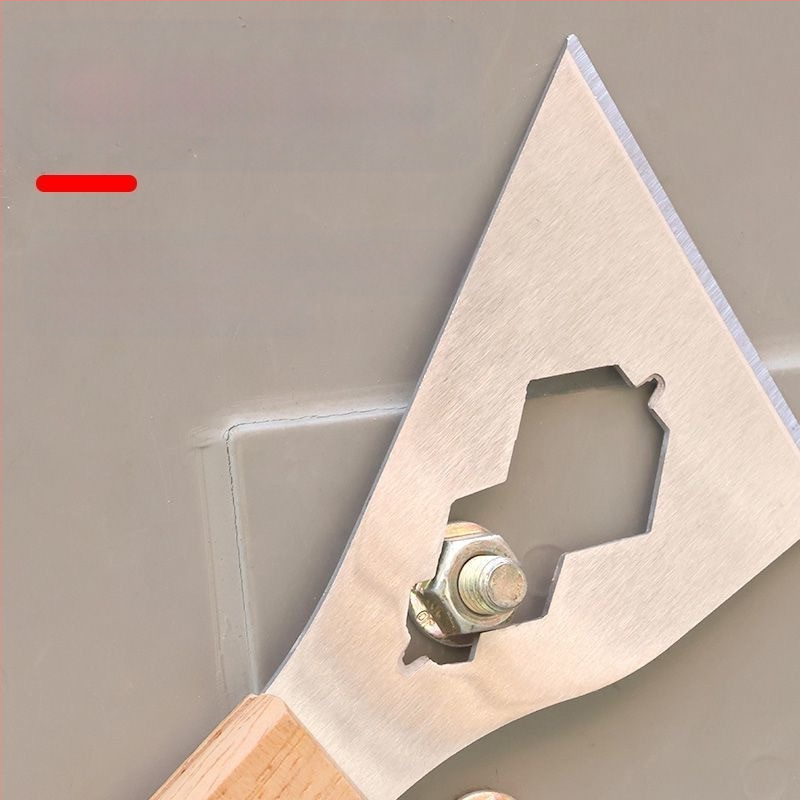 Лопата от неръждаема стомана, острие за почистване на циментова лопата, скрепер за стена, инструмент за декорация на кожата, тежка дървена дръжка, малка лопата