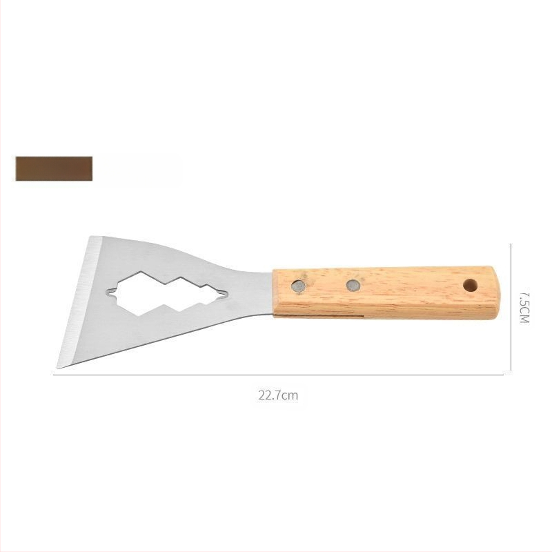 Лопата от неръждаема стомана, острие за почистване на циментова лопата, скрепер за стена, инструмент за декорация на кожата, тежка дървена дръжка, малка лопата