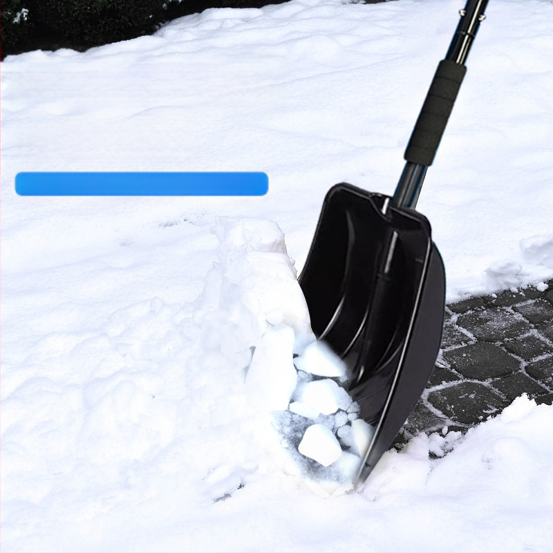 Ārējās tirdzniecības karsti pārdota plastmasas sniega lāpstas artefakts ziemas mājsaimniecības noņemama āra sniega tīrīšanas lāpstas artefakts ar garu rokturi sniega tīrīšanas lāpstas