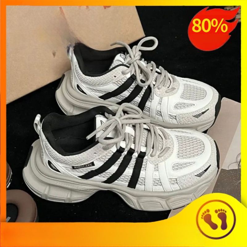 Madingi 2025 m. pavasario nauji storapadžiai, ūgį didinantys tėčio bateliai moterims, vienspalviai, suvarstomi universalūs sportiniai laisvalaikio bateliai