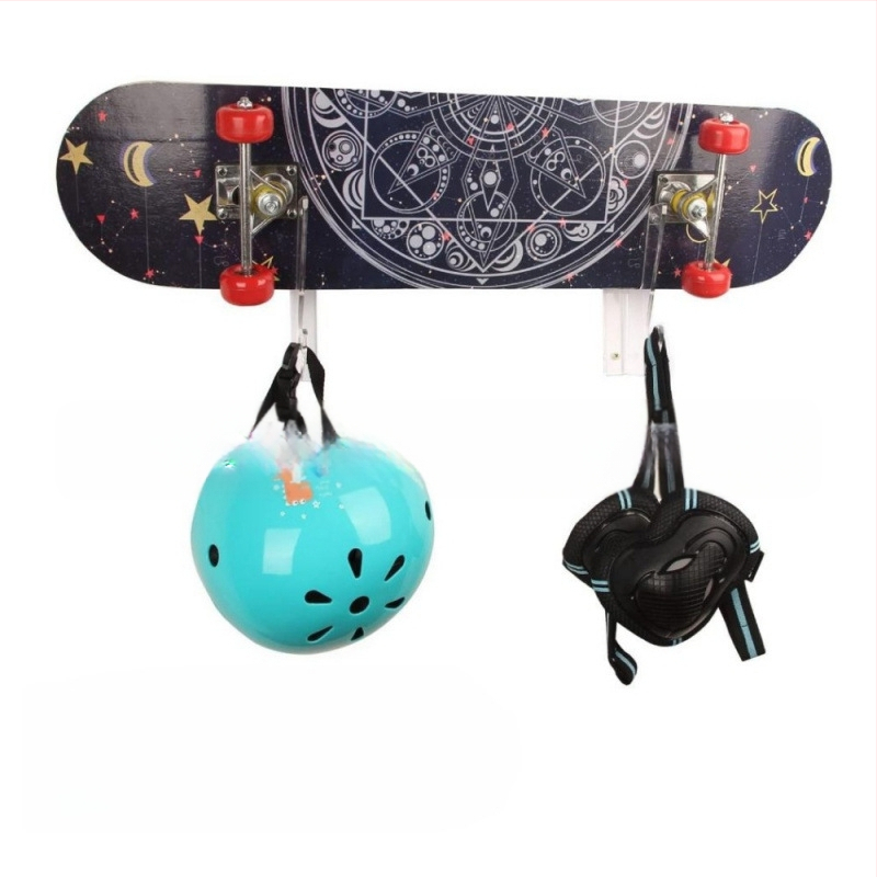 1 poros riedlenčių sieninis demonstracinis stovas, dvigubo sluoksnio riedlenčių denio laikymo stovas, svetainės kabliuko formos stovas