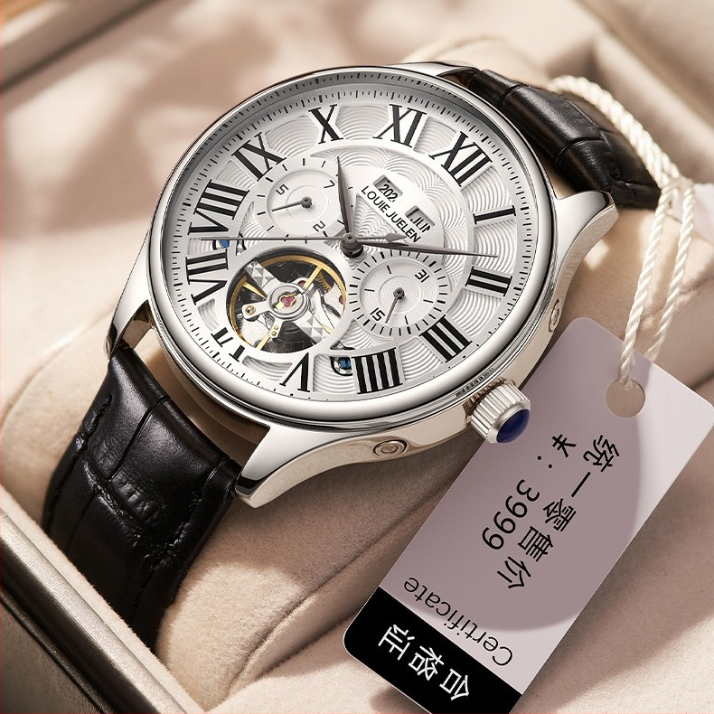 Louis Juelun vīriešu jaunā modeļa laišana klajā. Gada kalendārs. Kalendāra displejs. Vīriešu mehāniskais pulkstenis. Rūpnīcas tiešā pārdošana.