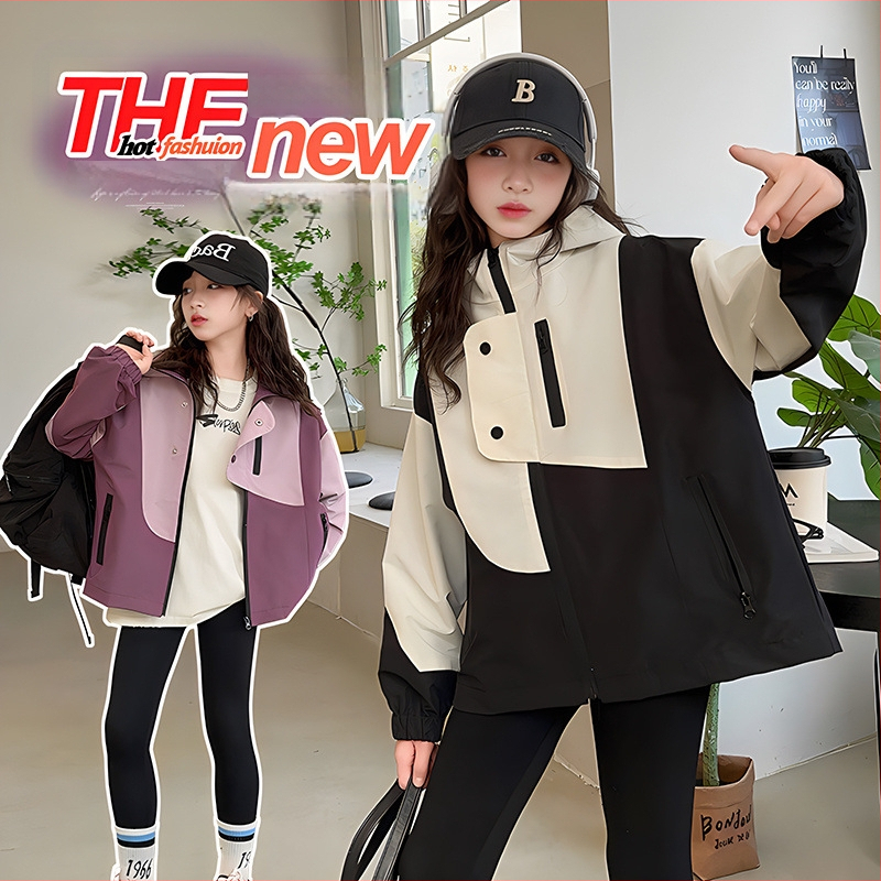 Детско яке за момичета, пролетно и есенно яке в западен стил, размер 120-170, ново за средношколци, 2025 г.