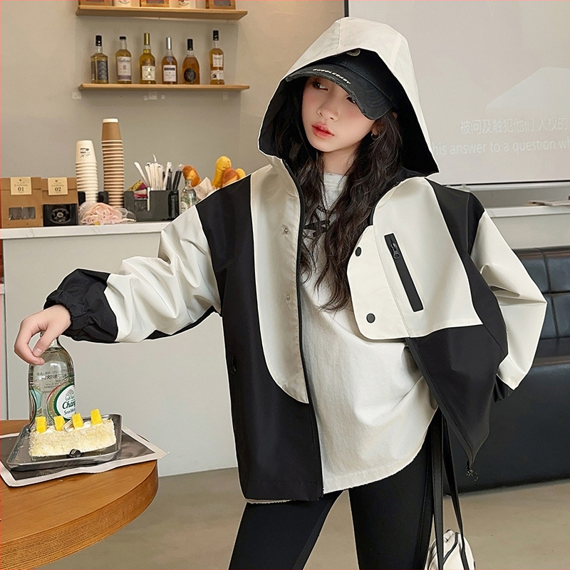 Детско яке за момичета, пролетно и есенно яке в западен стил, размер 120-170, ново за средношколци, 2025 г.