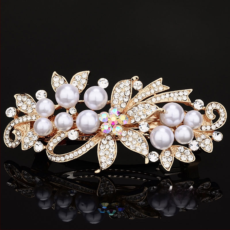 Juuksenõel Rhinestones Naiste Pea tagaküljel Ema Juuksekate Suur Moodne Kevadklamber Juukseaksessuaarid Pärl Ülaklamber Horisontaalne Klamber