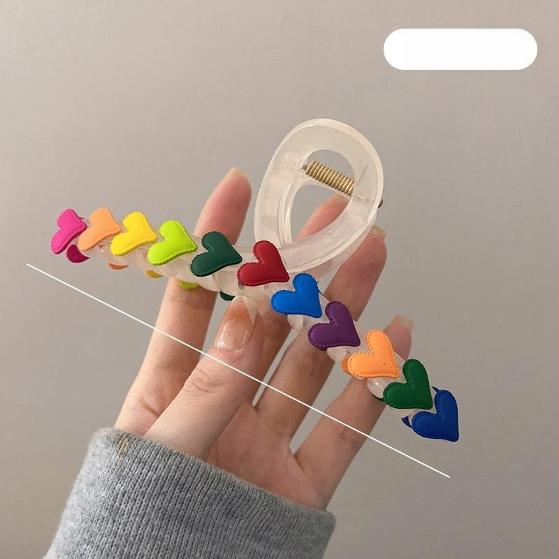 Rainbow Love Χαριτωμένη Μεγάλη Φουρκέτα Γυναικείου Κεφαλιού High Sense Grasp Clip Internet Celebrity 2023 Νέο Κλιπ Shark