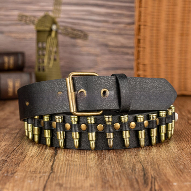 Retro stiliaus plastikinis diržas su kulkomis, naujas europietiškas ir amerikietiškas pankroko odos diržas