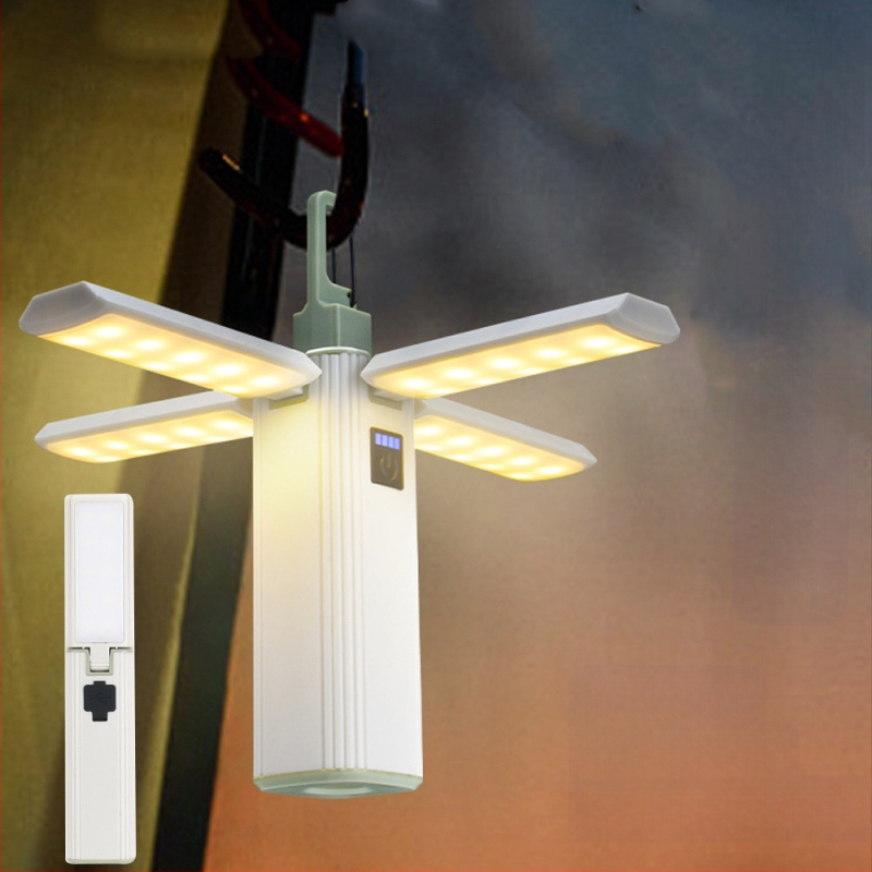 Външна висяща лампа за палатка в стил къмпинг, четирилистна, сгъваема, 90°, LED, за къмпинг, аварийно фенерче за открито