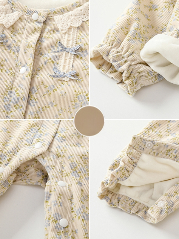 Dječji kombinezon za novorođenčad, jesenska i zimska baršunasta topla dječja odjeća, pastoralni stil, slatka odjeća za puzanje za novorođenče