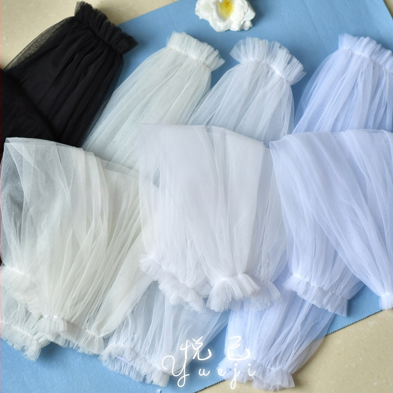 „Yueji“ vestuvinės suknelės su nuimamomis pūstomis tinklinėmis rankovėmis, juodos ir baltos spalvos, tinklinės, netikros rankovės, dengiančios rankas, Yjm10