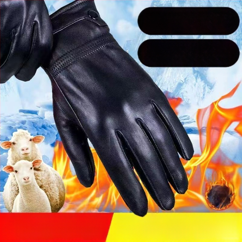 [Pirmojo sluoksnio ožkos odos] Aksominės, sustorintos, šiltos pirštinės, žieminės, jutiklinio ekrano, neslystančios pirštinės motociklams ir važiavimui dviračiu