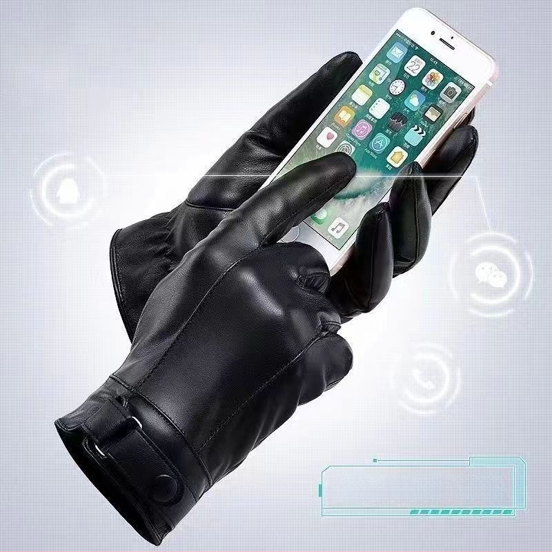 [Pirmojo sluoksnio ožkos odos] Aksominės, sustorintos, šiltos pirštinės, žieminės, jutiklinio ekrano, neslystančios pirštinės motociklams ir važiavimui dviračiu