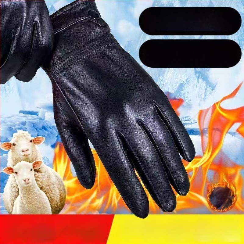 [Pirmojo sluoksnio ožkos odos] Aksominės, sustorintos, šiltos pirštinės, žieminės, jutiklinio ekrano, neslystančios pirštinės motociklams ir važiavimui dviračiu