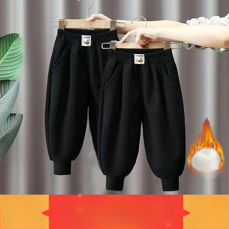 Lasteriiete hulgimüük poiste fliisvoodriga lastepüksid laste kordvelvetist püksid sügis- ja talvemoe brändi paksendatud dressipüksid Korea stiilis pealisrõivad