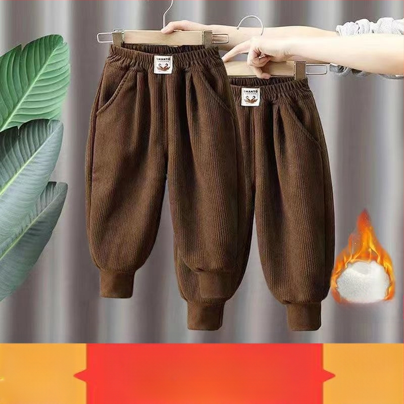 Lasteriiete hulgimüük poiste fliisvoodriga lastepüksid laste kordvelvetist püksid sügis- ja talvemoe brändi paksendatud dressipüksid Korea stiilis pealisrõivad