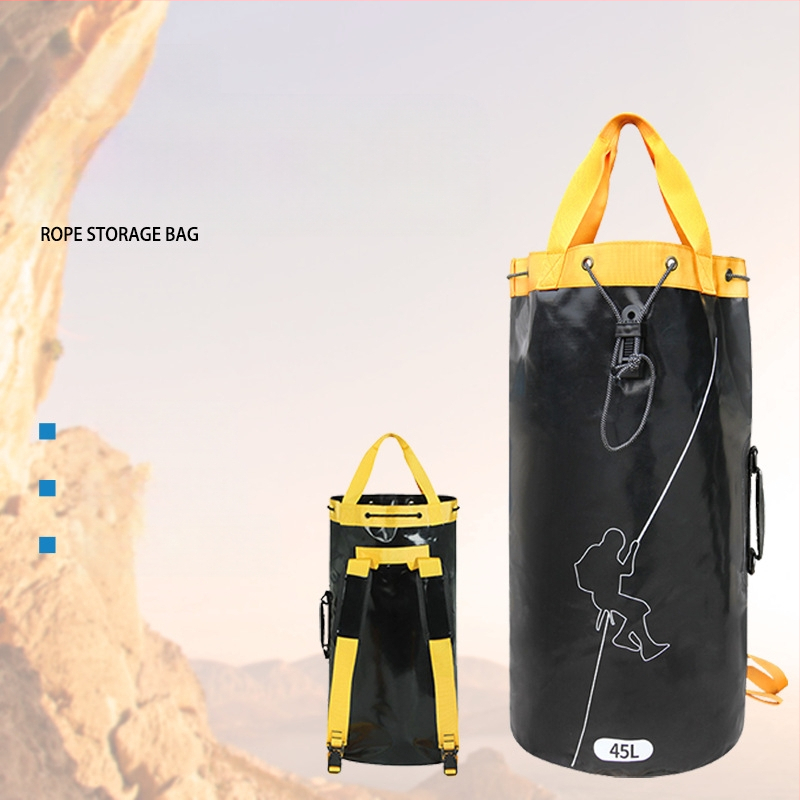 Pārrobežu karsti pārdota āra sporta virvju uzglabāšanas soma alpīnismam, klinšu kāpšanas soma, salokāma plecu virvju soma, upes mugursoma
