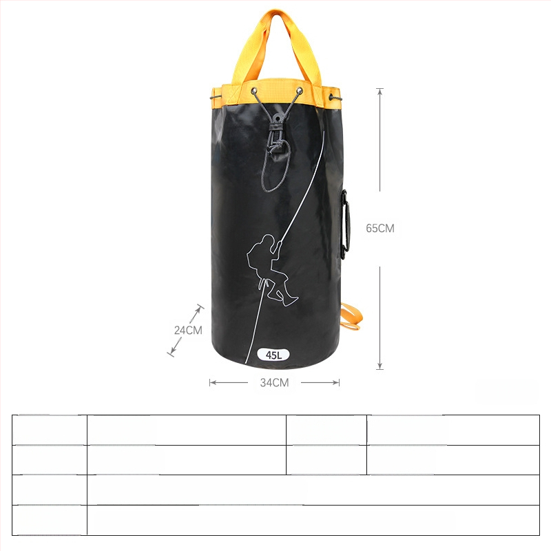 Pārrobežu karsti pārdota āra sporta virvju uzglabāšanas soma alpīnismam, klinšu kāpšanas soma, salokāma plecu virvju soma, upes mugursoma