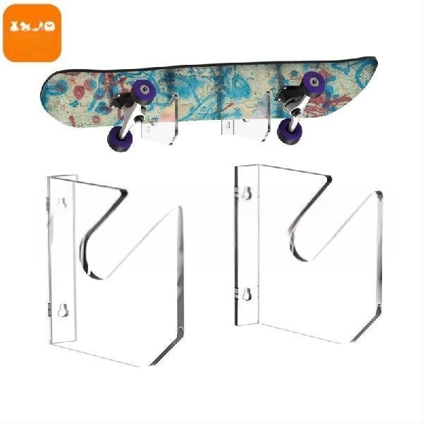 1 чифт акрилни стойки за скейтборд, стенен монтаж, хоризонтална стойка за съхранение на скутери, стойка за лонгборд