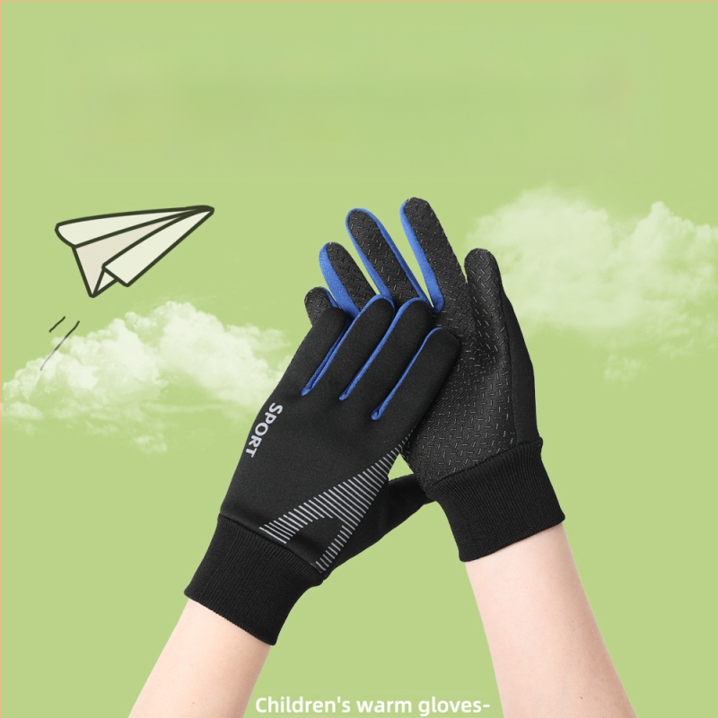 Vaikiškos pirštinės berniukams, atsparios vėjui, slidinėjimui, sniegui, vandeniui, su vilnos pamušalu, neslystančios, šiltos žieminės berniukų dviračių pirštinės