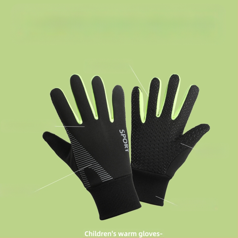 Vaikiškos pirštinės berniukams, atsparios vėjui, slidinėjimui, sniegui, vandeniui, su vilnos pamušalu, neslystančios, šiltos žieminės berniukų dviračių pirštinės