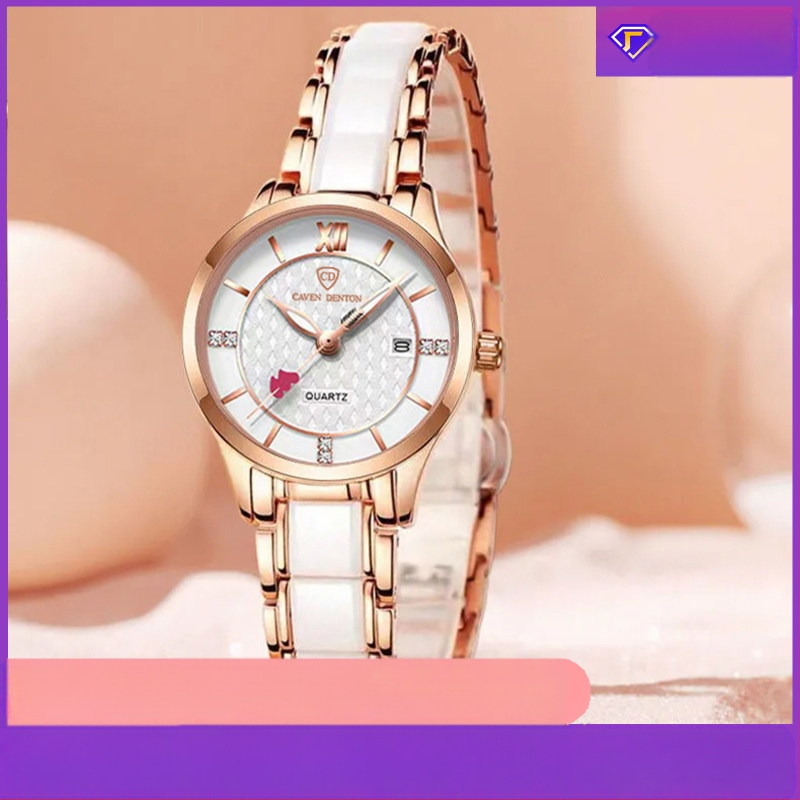 Üheosaline teemantidega kaetud keraamiline kalenderkell, veekindel ja kvaliteetne naiste moekell, kvartsist tudengikell.