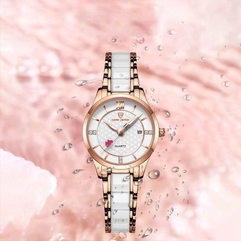 Üheosaline teemantidega kaetud keraamiline kalenderkell, veekindel ja kvaliteetne naiste moekell, kvartsist tudengikell.