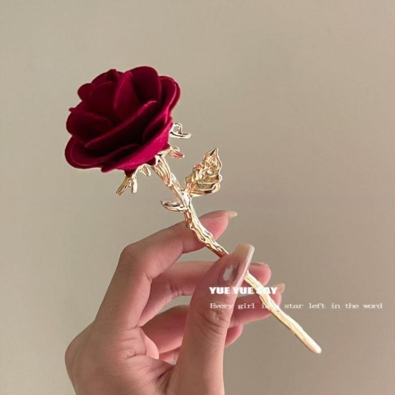 „Kill Rose“ klasikinio temperamento kiniško stiliaus flocking gėlių metaliniai plaukų segtukai retro cheongsam plaukų segtukai galvos apdangalai