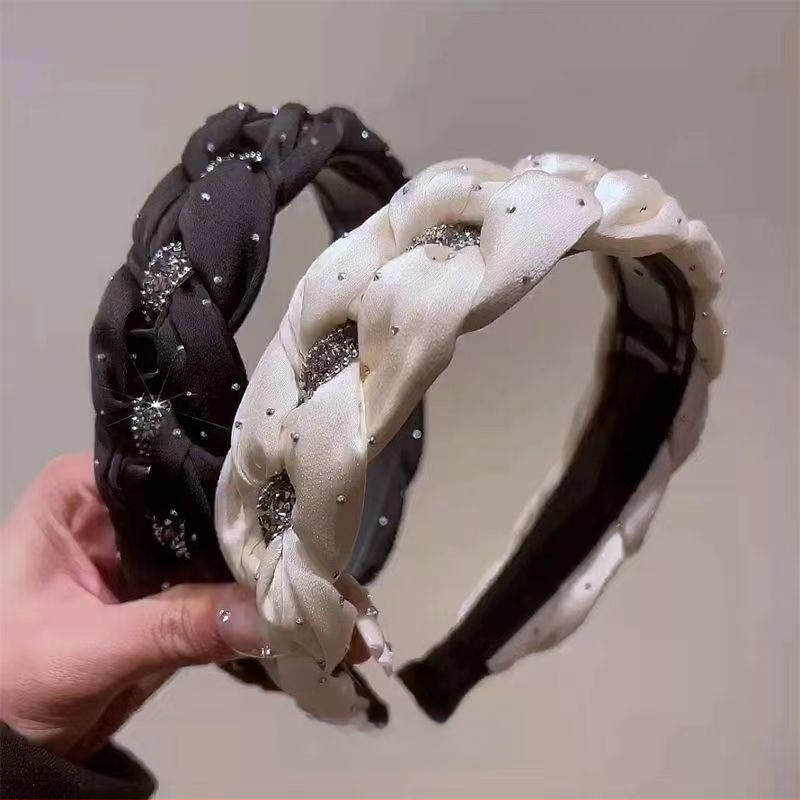 Kõrge krooniga peapael naistele, vintage laia äärega juuksepael väljas käimiseks, näopesu juukseaksessuaar kivikestega