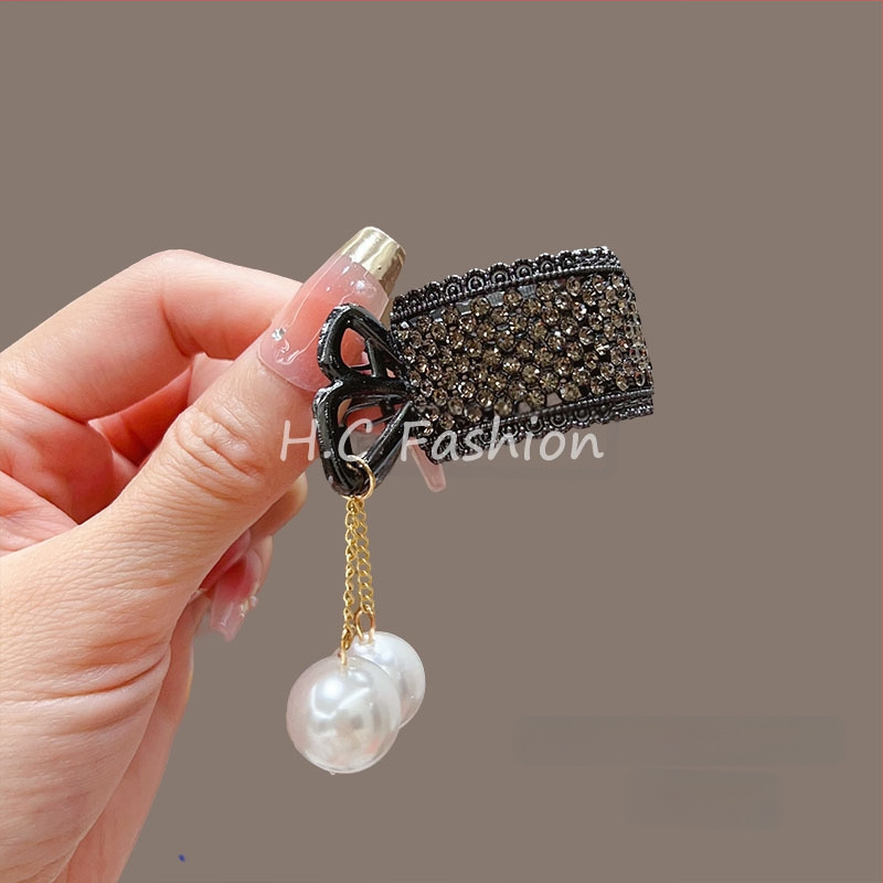 Temperament kõrge hobusesaba küünisega klamber fikseeritud artefaktiga tutiga peakate pärliga ripats juuksenõel kokkuvarisemisvastane klamber juuksenõel naistele