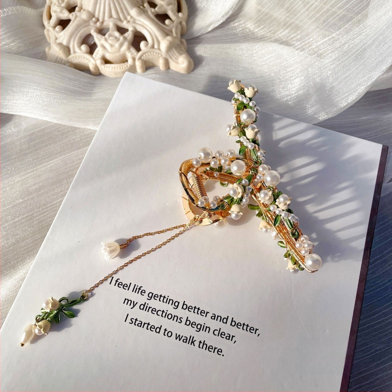 Peen käsitsi valmistatud superhaldjas suvine Mori stiilis haaratsklamber suurte pärlitega juuksenõel pea tagaküljele