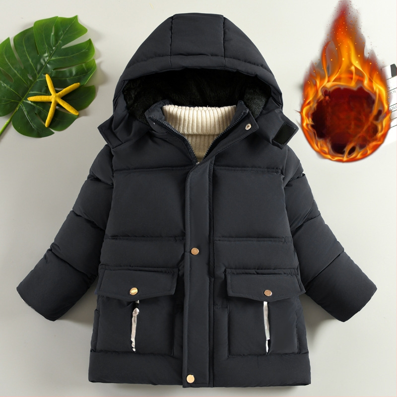 Dječja perjana jakna za dječake, srednje duljine, nova zimska muška, ženska, srednje duljine, uskog kroja, zadebljana, topla, u zapadnjačkom stilu