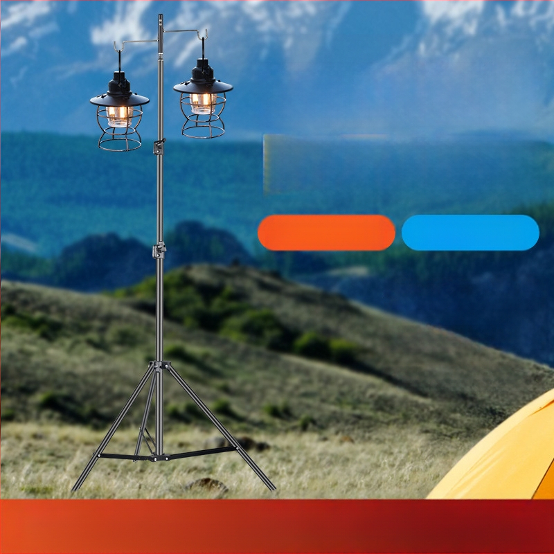 Välistingimustes telkimiseks mõeldud alumiiniumisulamist lambialus, kokkupandav, reguleeritav kaasaskantav telkimislambi postikonksuga riputus, mobiilne laagriklamber