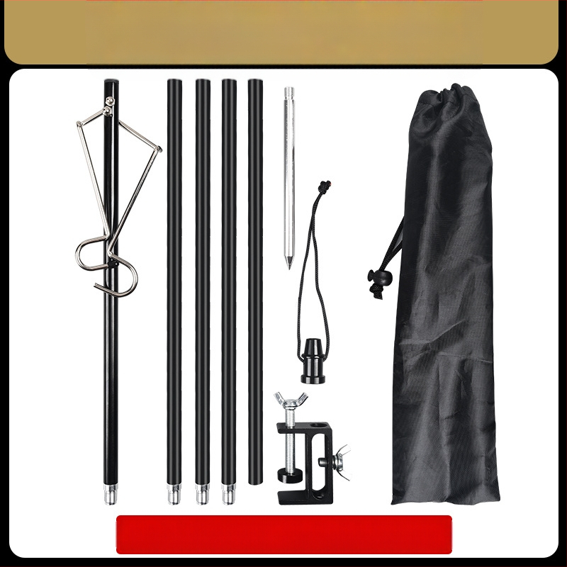 Välistingimustes telkimiseks mõeldud alumiiniumisulamist lambialus, kokkupandav, reguleeritav kaasaskantav telkimislambi postikonksuga riputus, mobiilne laagriklamber