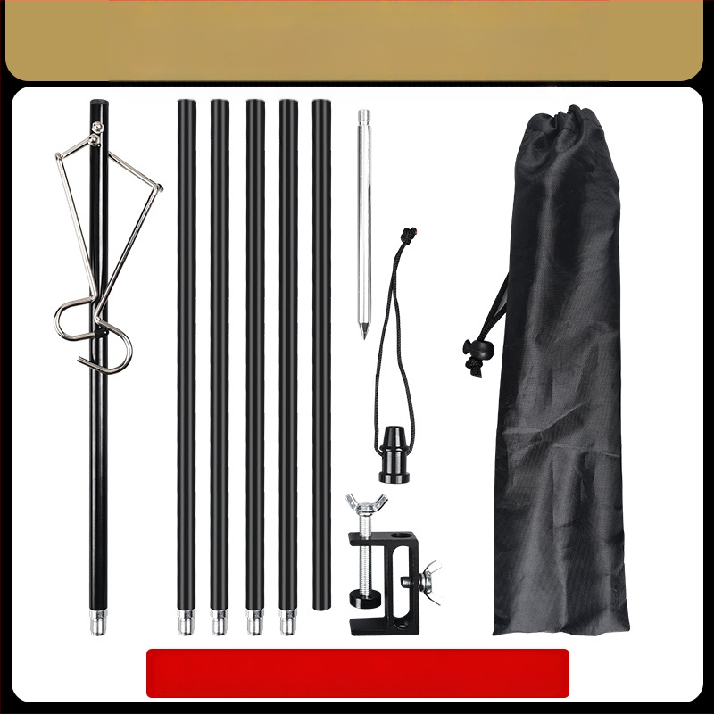 Välistingimustes telkimiseks mõeldud alumiiniumisulamist lambialus, kokkupandav, reguleeritav kaasaskantav telkimislambi postikonksuga riputus, mobiilne laagriklamber