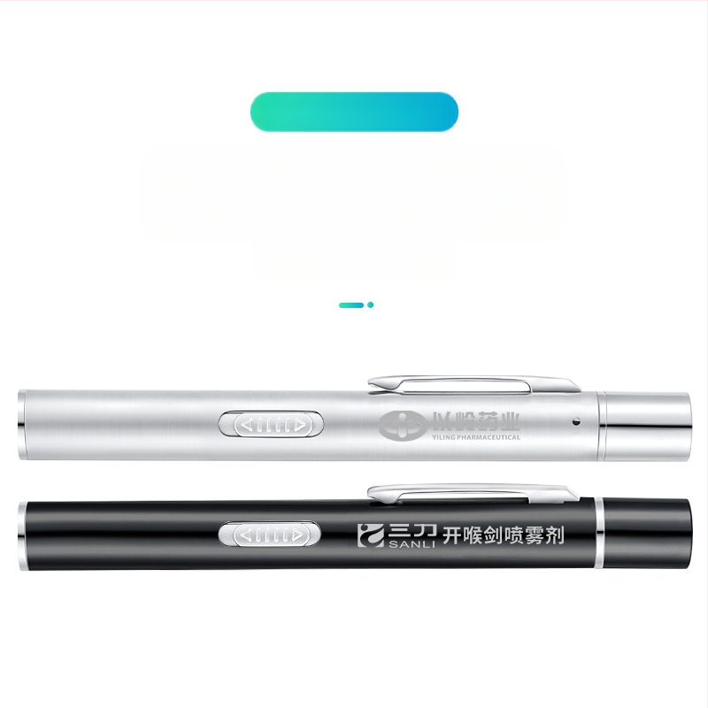 Įkraunamas dvigubo šviesos šaltinio vyzdžio rašiklis geltona šviesa balta šviesa medicininė burnos apžiūros lempa iš nerūdijančio plieno rytinės apžiūros rašiklio lempa žibintuvėlis