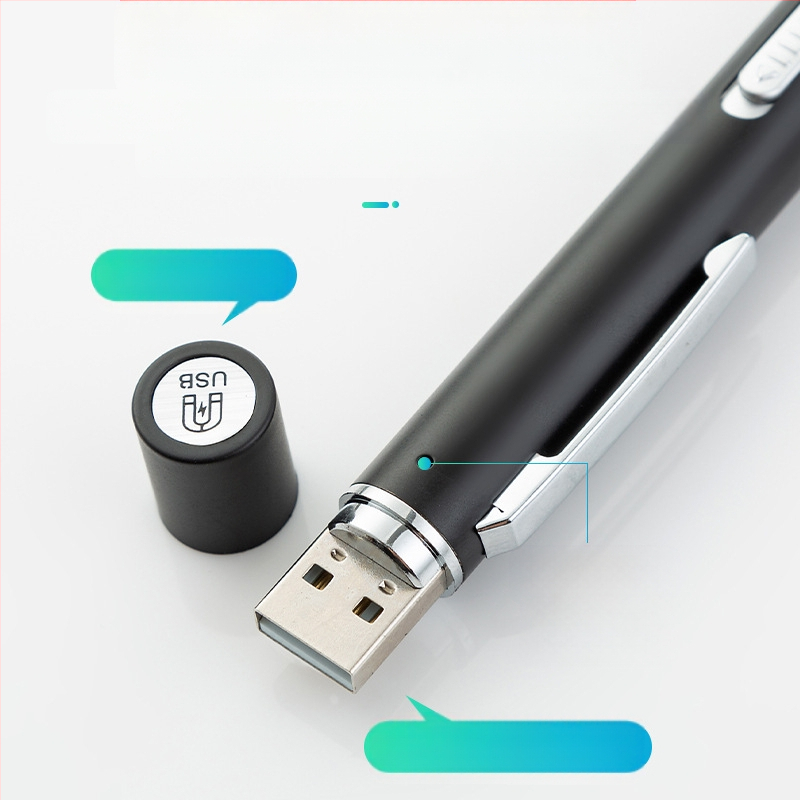 Įkraunamas dvigubo šviesos šaltinio vyzdžio rašiklis geltona šviesa balta šviesa medicininė burnos apžiūros lempa iš nerūdijančio plieno rytinės apžiūros rašiklio lempa žibintuvėlis