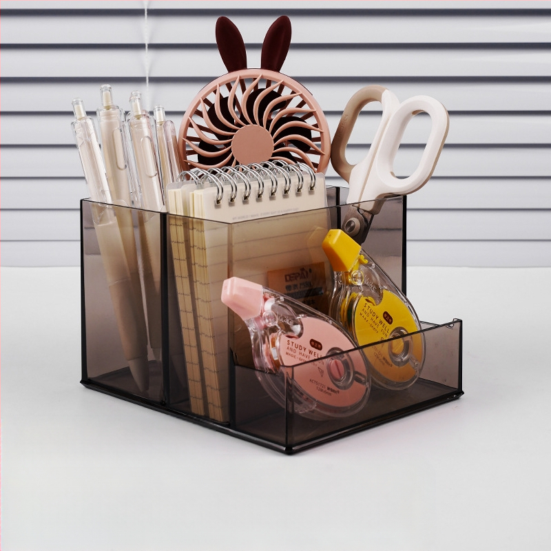 Daudzfunkcionāls akrila galda pildspalvu turētājs, lielas ietilpības, studentu biroja mobilā tālruņa turētājs, kancelejas preču glabāšanai, radoša uzglabāšana