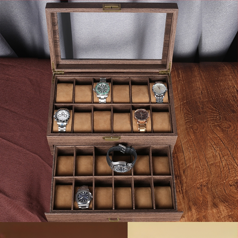 Süsinikkiust PU-kellakarp kahekihiline 24 kella kuvamiskarp hoiukarbi käevõru käevõru hoiukarbi kellakarp