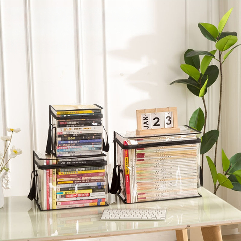 Õpilaste raamatute hoiukott läbipaistev tolmukindel veekindel hoiukast kokkupandav kaasaskantav raamatute ja koolivahendite hoiukast