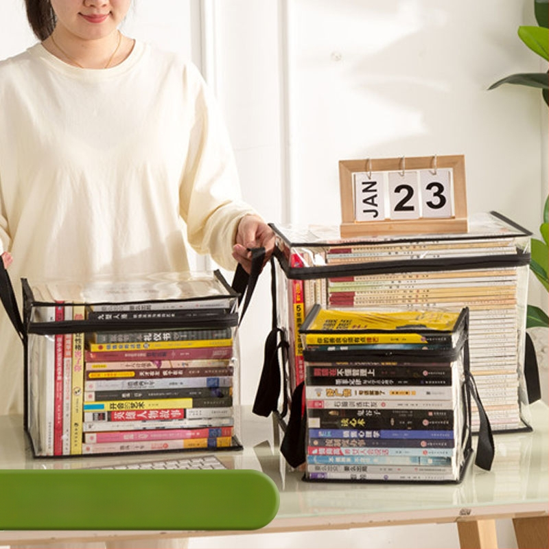 Õpilaste raamatute hoiukott läbipaistev tolmukindel veekindel hoiukast kokkupandav kaasaskantav raamatute ja koolivahendite hoiukast