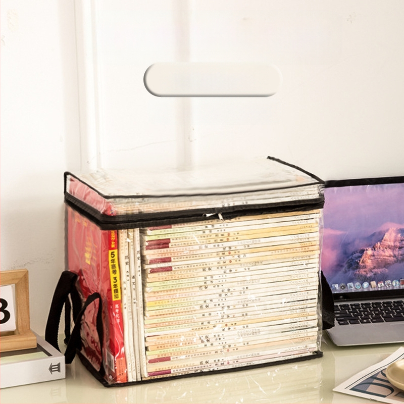 Õpilaste raamatute hoiukott läbipaistev tolmukindel veekindel hoiukast kokkupandav kaasaskantav raamatute ja koolivahendite hoiukast